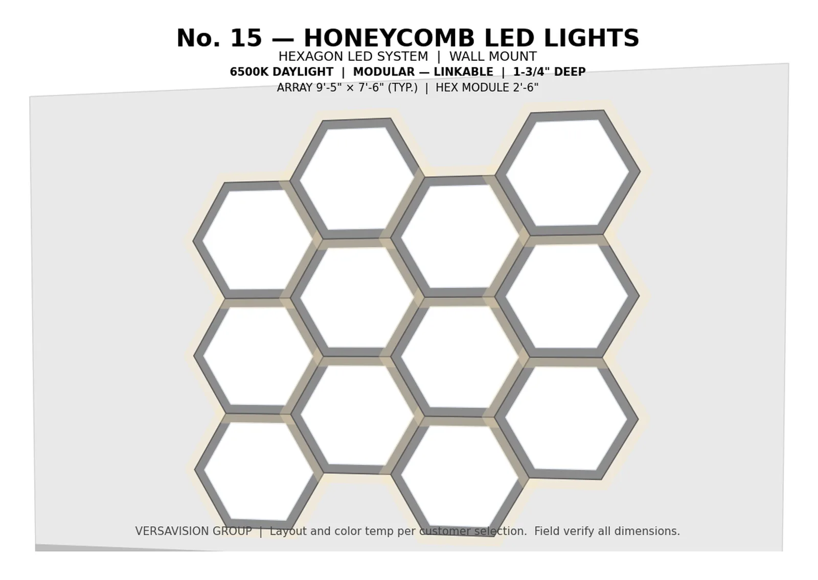 Honeycomb LED wall-mount layout